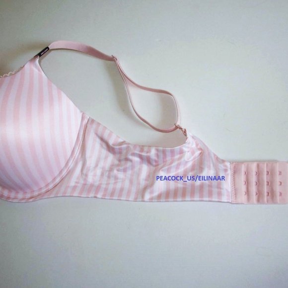 38DDD VICTORIA SECRET Lightly Lined Perfect Coverage Full Bra Pink White Stripe - Picture 5 of 7